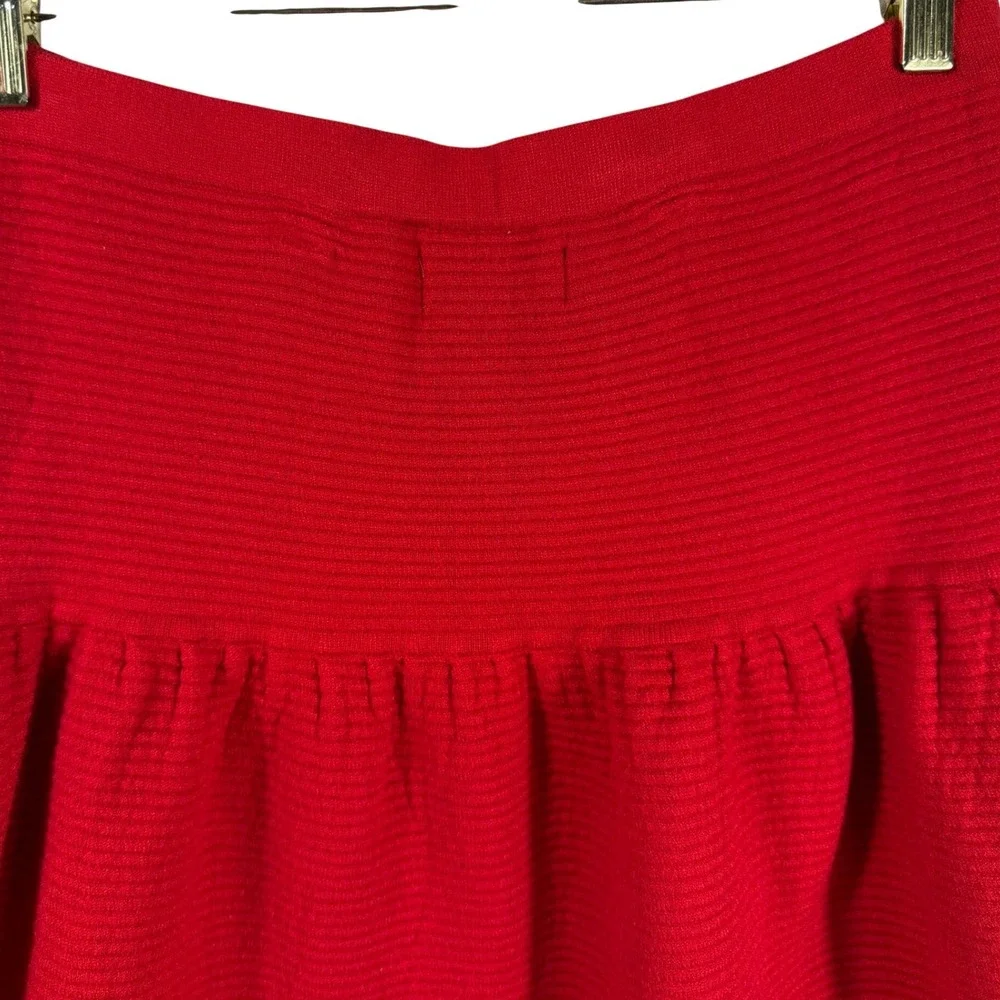 Cynthia Rowley Red A-Line Ribbed Skirt Size Medium‎ Women's Stretch Waist - Picture 7 of 9